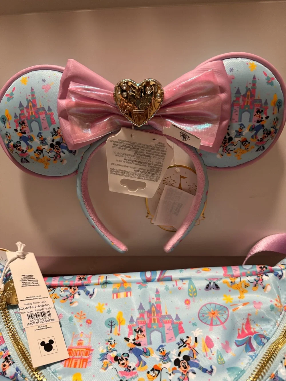 Stoney Clover Lane Light Blue & Pink Disney Park-Print Crossbody Fanny Pack Set - Picture 2 of 7
